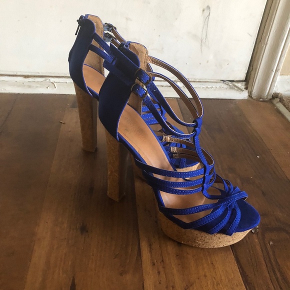 Blue Wedge High Heels - Picture 2 of 2